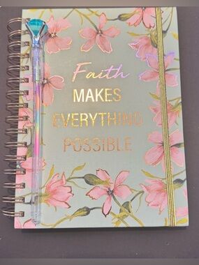 Floral Spiral Journal with Inspirational Gold Foil Text